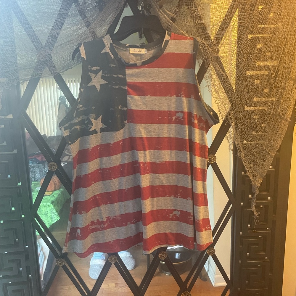 USA flag sleeveless top XXL